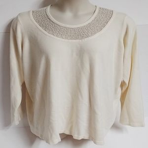 Avenue Size 22-24 sweater cream lace neckline